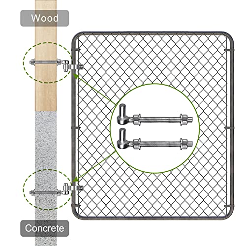 Insaga J Bolt Gate Hinge, 304 Stainless Steel Farm Gate Hinges, M12 x 6'' Gate Hinge Bolt 5/8'' for Chain Link Fence/Farm/Wooden Fence/Driveway, Supports up to 500lbs, 4pcs - color: M12-6''-4PCS