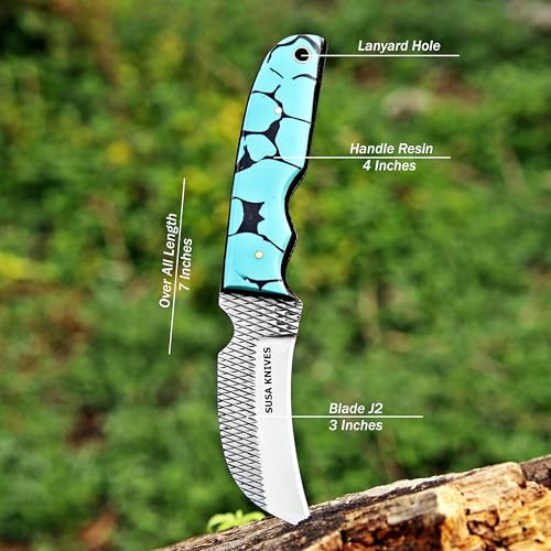 Custom Handmade 7'' fixed blade hoof rasp Hawkbill fixed blade Knife Electricians Knife Lineman’s Hawkbill knife, with pancake leather sheath (FAROZI) - color: FAROZI