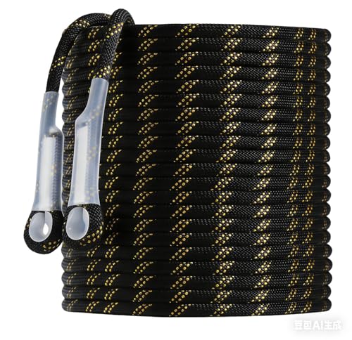 50FT Vertical Lifeline Assembly, Safety Rope,Fall Protection Rope cuerda, Safety Rope for Roofing,Polyester Roofing Rope with Hooks, Rope Grab, Roof Anchor and Knee Pads; ANSI Compliant
