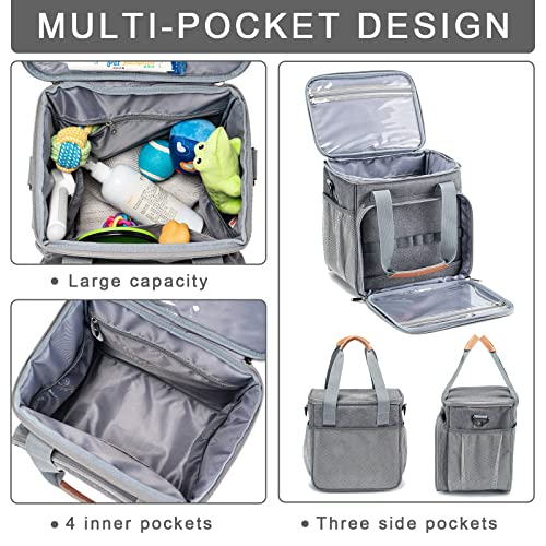 Pet Grooming Bag, Dog Grooming Supplies Organizer Tote Bag, Perfect for Pet Grooming Tool Kit Accessories-Grey - color: Grey