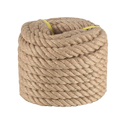 Twisted Manila Rope 1 in x 50 ft Jute Ropes Thick Hemp Rope for Railing Docks Tug of War Decorating Crafts Nautical Landscaping Swing Hammock - size: 1inch x 50feet