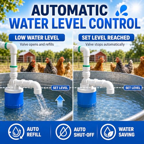 3PCS 3/4 Inch Top Inlet Water Float Valve | Automatic Water Level Control, Plastic Shut Off, For Livestock Waterer, Pond, Pool, Aquarium - size: 3/4''-3 PCS