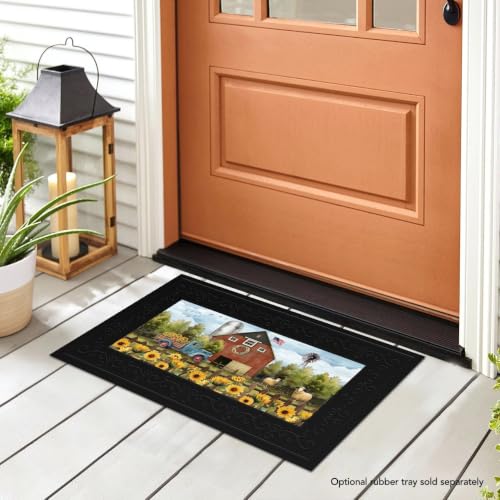 Briarwood Lane Summer Sunflower Barn Mini Mat 22x10 Indoor Outdoor for Summer Doormat