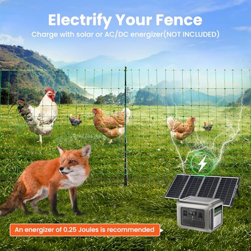 Electric Poultry Netting,47.2" H x 164'L Electric Chicken Fence for Turkeys | for Chickens, Sheep, Geese, Portable Poultry Nets Fence kit for the Yard,Backyards,Farms,Ranches, Energizer Not Included