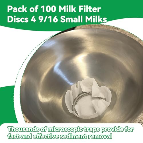 Hahafelt 200 Pack Milk Filter Discs Quick Flow Non-gauze Small 4-9/16" Od Replacement Filters Disks for Raw Milk Strainer 200 Discs Per Box | OD Replacement Strainer Discs, 200 Per Box Total, Fast Flow Non-clogging, Compatible with Raw Milk Filtering