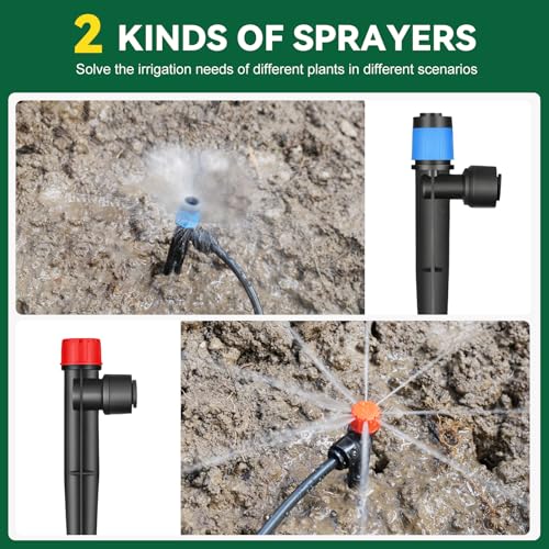 Drip Irrigation System for Garden, 2026-Upgraded Quick Connect Garden Watering Kit All-in-One with 1/2 inch 1/4 inch Irrigation Tubing for Garden, Lawn, Greenhouse, Raised Beds (91FT) - size: 91FT