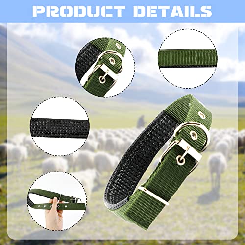 Goat Collars with Bells, 5 Pcs Adjustable Nylon Sheep Collar with 10 Pcs Anti-Lost Loud Brass Bell and Key Ring Baby Goat Supplies Accessories for Farm Animal Goat Sheep Cow Horse Dog