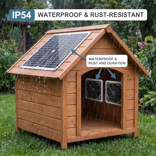 20W Monocrystalline Solar Powered Dual Exhaust Fan Kit with Switch | IP54 Waterproof, USB Ports, for Chicken Coop Greenhouse Shed RV Pet House, Outdoor Ventilation, Easy Install, Year-Round Use
