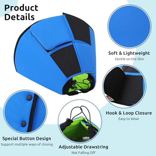 Dog Cones for Large Dogs, Soft Dog Cone Large for Wound Care | Cone for Dogs After Surgery, Adjustable Elizabethan Collar for Pet to Prevent Licking Wounds, Soft Fabric Cones Blue&Green L - color: Blue&Green, size: L