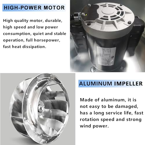 Restaurant Hood Grease Rated Exhaust Fan- Food Truck High Speed Direct Drive Centrifugal Upblast Exhaust Fan 1HP 110 Volt Single Phase Motor 3500 CFM - size: 1HP