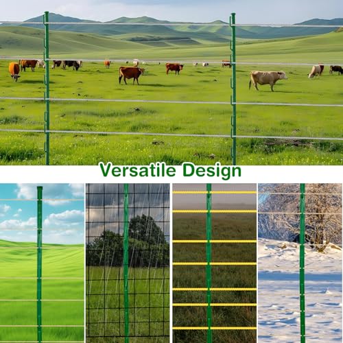 25Pack,48 Inch Heavy Duty Electrical Fence Post - UV Resistant Plastic Fence Posts for Livestock, Garden & Pasture, Easy Installation No Dig (Green) - color: Green