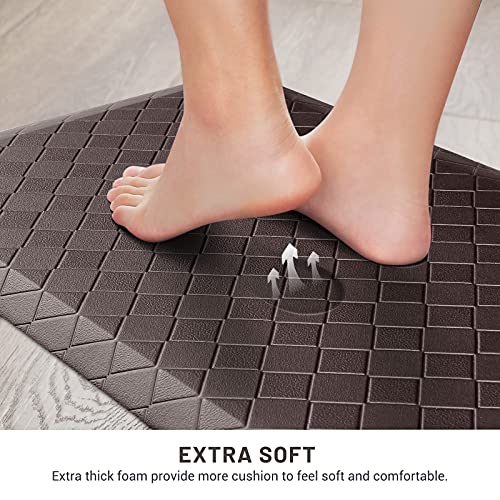 HappyTrends Kitchen Mat Cushioned Anti-Fatigue Floor Mat,17.3"x60",Thick Waterproof Non-Slip Kitchen Mats and Rugs Heavy Duty Ergonomic Comfort Rug for Kitchen,Floor,Office,Laundry,Chocolate | Thick,Soft and Waterproof Non-Slip Mats and Rugs Heavy Duty Er