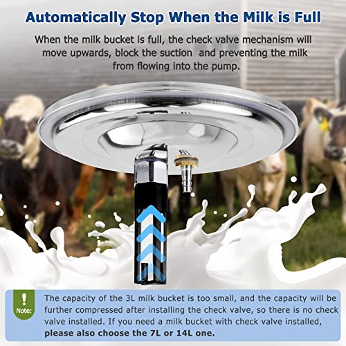 2026 Upgrade 7L Cow Milking Machine, Continuously Adjustable Suction Pulsation Vacuum Electric Milker, Portable Livstock Milking Machine with Stainless Bucket(US Plug)(7L Cow) - size: 7L Adjustable Cow Milking Machine