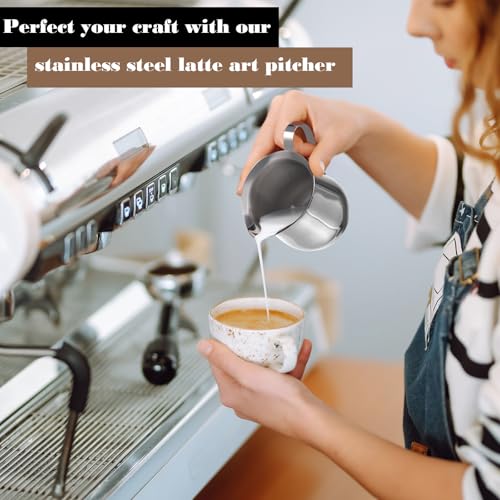 Honeydak 4 Pcs 2, 3, 5, 8 OZ Stainless Steel Bell Creamers Pitcher Mini Cup Container Espresso Shot Frothing for Serving Milk Coffee Cream for Restaurant Cafes Home - size: 2 oz, 3 oz, 5 oz, 8 oz