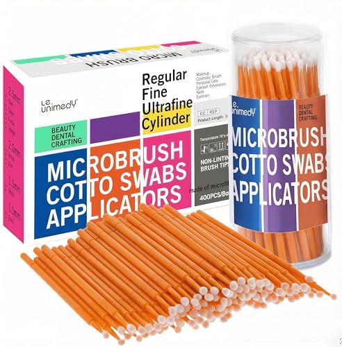 LE UNIMEDY 400PCS/Box Cotton Swabs, Disposable Micro Applicators Brush, Cosmetic Brush, Micro Swabs, Microswabs 2.5mm Orange - size: 2.5mm, Orange