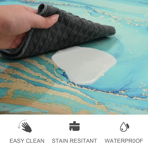MAYHMYO Anti Fatigue Kitchen Mat for Floor Set of 2, 17.3"x 29"+ 17.3"x 47" | Comfort Mats, Cushioned, Non Slip, Waterproof Kitchen Rugs, Standing Mats, House, Sink, Office - color: Teal, size: 29"L X 17.3"W X 0.4"Th + 47"L X 17.3"W X 0.4"Th