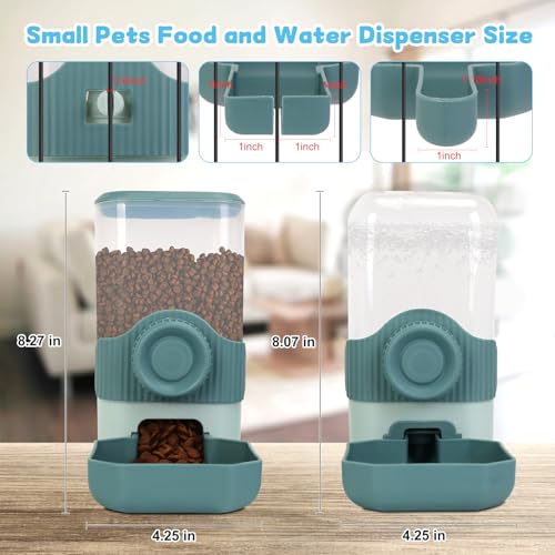 Hanging Cage Automatic Food Water Dispenser Detachable Auto Gravity 0.9 L Self-Feeding Feeder and Waterer Set, Crate Auto Feeder Dish for Small Pets Puppy Cats Ferret Bunny Guinea Pig