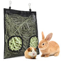 Mesh Guinea Pig Hay Feeder Bag for Guinea Pigs Rabbits Chinchillas, Hanging 2-Hole Hay Dispenser Breathable Wear-Resistant (Black) - color: black