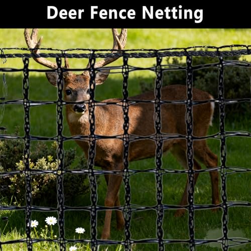 POYEE Deer Fence Netting 7x100ft Plastic Mesh Netting for Garden Protection | Temporary Fence Animal Barrier for Plants, Fruit Trees, Vegetables Against Deer, Birds, Chicken, Squirrels, Rabbits, Black - color: Black, size: 7x100ft
