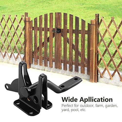 HOME MASTER HARDWARE Self Locking Gate Latch for Fence, 1 Pack, Black | Heavy Duty Wood Door Latch for Outdoor Farm, Garden, Chicken Coop, Yard Pool, Included Screws, Steel