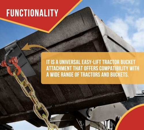 Mytee Products 10"x4"x7.5" Steel Easy Lift Tractor Bucket Attachment w/ 7/16" Grab Hook, Welded Ring and Hand Crank - Universal Fit