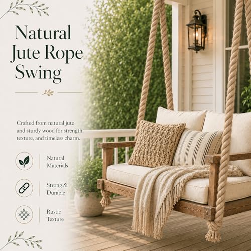 Natural Jute Hemp Rope (1.5 Inch x 50 Feet) Thick Manila Rope for Docks, Railings, Swing, Landscaping, Home Decorating - size: 1.5 Inch x 50 Feet