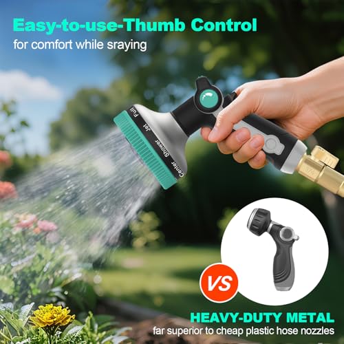 Garden Hose Nozzle | Heavy-Duty Metal Hose Sprayer Nozzle - 9cm/3.5" Ultra-Wide Spray, 8 Adjustable Nozzle Modes, Water Hose Nozzles for Watering, Cleaning, Pets & Car Washing (New Upgraded) - color: Blue+Grey+Black