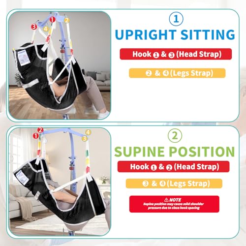EZ Assistive Patient Lift Sling with Commode - Patient Lifting Slings for Transfer - Medical Full Body Straps for Elderly, Disabled,Nursing,Caregiver - SWL 500 lbs (Large-Black-1 PC) - size: Large-Black-1 PC