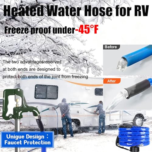 12FT Heated Rv Water Hose Camper Water Drinking Water Safe Garden Hose -45 ℉ with Electrically Heated, Lead and Bpa Free, 3/4" Adapter, Led Plug, for Rv Camper/Home Winter Accessoriesose - size: 12FT