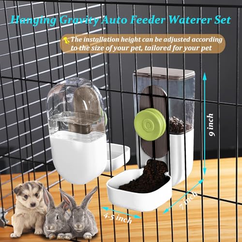Kenond 35oz Rabbit feeders,Rabbit Water Dispenser,Pet Ferret Cage Food Bowl | Hanging Auto Ferret Food Water Dispenser, Auto Gravity Pet Feeder and Waterer Set, Cage Cat Food Bowl Dog Feeding Station - color: White