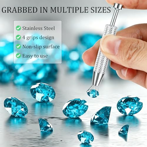 ONESING 2Pcs Piercing Ball Grabber Tool for Changing Jewelry, Stianless Steel Flat Back Earring Applicator Internally Threaded Push Pin Piercing Grabber Tool - color: Silver-D