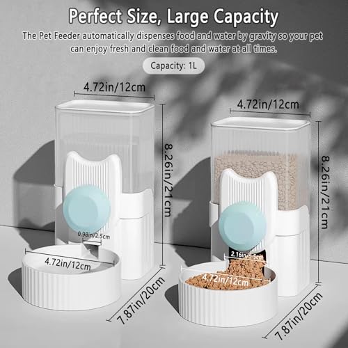 kathson Rabbit Feeder for Cage,Bunny Water Bottle,Pet Food Dispenser,Blue | Gravity Automatic Guinea Pig Feeder Waterer Set,Hanging Small Pet Food Bowl Feeding Station for Ferret Chinchilla Cat Puppy - color: Blue