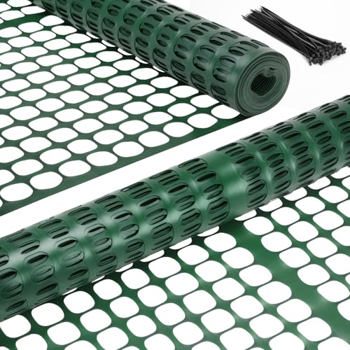 Ohuhu 4'×100'/15 LB Ultra Thick Plastic Mesh Safety Fence, Green | Reusable HDPE Construction Barrier Netting, Heavy Duty Temporary Netting for Snow Fence Pool Animal Barrier for Poultry Deer - color: Green, size: 4' x 100' (15 lb/roll)