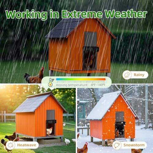 Automatic Chicken Coop Door, Battery Powered with Smart Timer & Anti-Pinch | Aluminum Alloy Door, LCD Display, Low Battery Reminder, Waterproof, Electric Auto Open/Close for Hens, Ducks, Geese Poultry