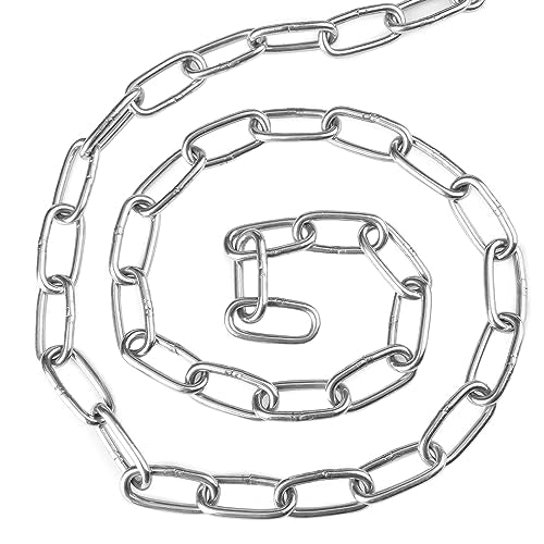 33 Ft Stainless Steel Chain, 4 mm Heavy Duty Chain, Hanging Chain for Hanging Clothing?Decorations?Chair, securing Gates and Fences, anchoring Camping Equipment and More.by Genhakon - size: 33 Ft 5/32 inch