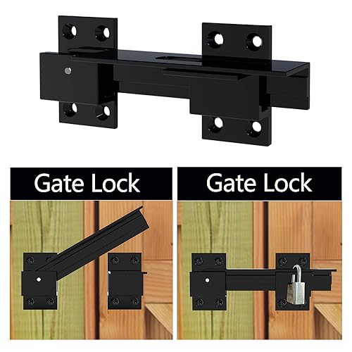 2PCS Flip Gate Latch Lock with Padlock Hole, Aluminum Alloy Adjustable Door Latch Barn Door Lock Fence Door Lock Latch for Outdoor Gate, Barn Door, Shed, Garage, Yard