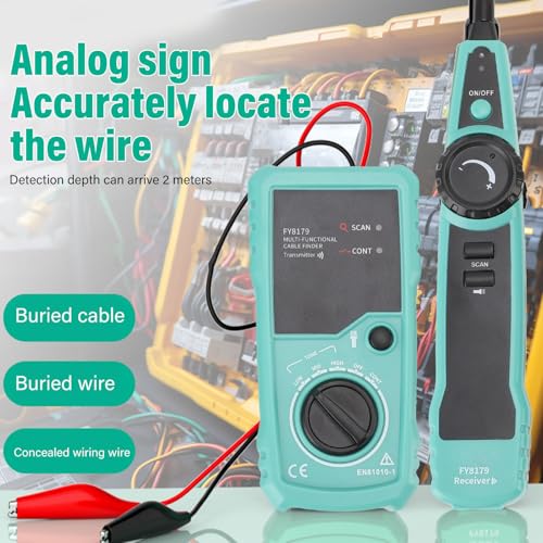 Underground Cable Locator, 7 Ft Max Detect Depth Cable Tester, Wire Tracer Break Detector Finder, 9843Ft Detect Length for Electrical Circuits Pipelines Dog Fence Buried Cables