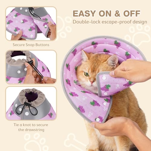 Avont Cat Cone Collar – Soft Lightweight Recovery E-Collar for Cats - Grape M - color: Grape, size: M(Neck: 8"-9")