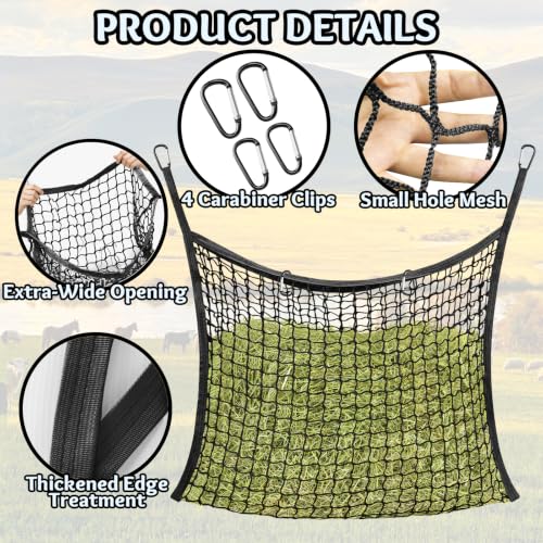 YedsIntu Hay Bags for Horses, Slow Feed Hay Nets for Horses Goat Sheep, Large Capacity Hay Feeder for Stall, Trailer, Pasture (Black) - size: 1PCS-Black