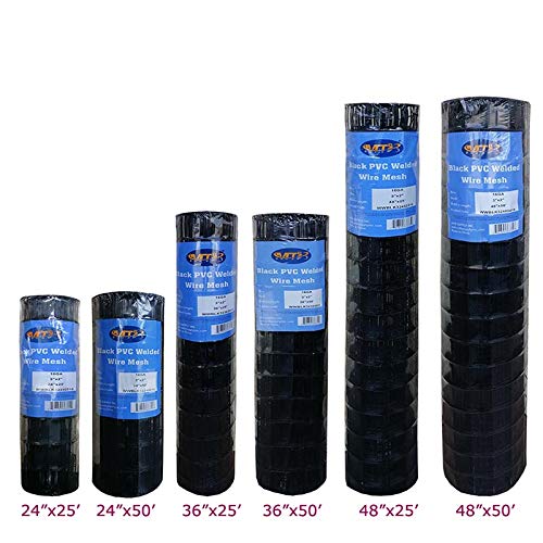 Black PVC Coated Welded Wire Mesh Garden Economy Fence 48 Inch x 50 Foot-3 Inch x 2 Inch 16GA - color: Black, size: 48"x50\'-3"x2" 16GA