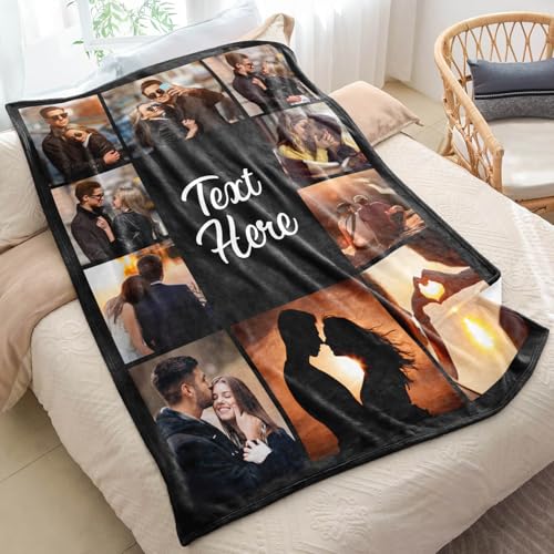 inkArts Custom Blanket Throws with Photos Text Personalized with Picture Customizable, Customize for Mom, Dad, Couple, Girlfriend, Boyfriend, Husband & Wife - color: Ten Photo
