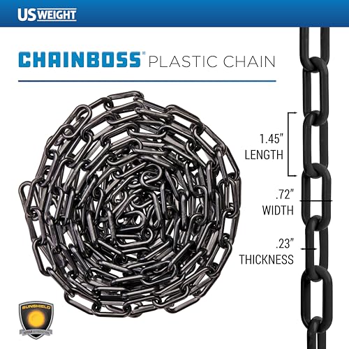 US Weight 1.5" x 100' SunSheild Plastic Safety Chain – Black - color: Black, size: 100 Feet