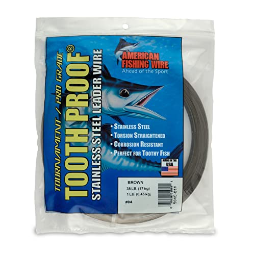 AFW Tooth Proof Fishing Line - Single Strand | High-Strength Stainless Steel Tooth Proof Fishing Line Single Strand Leader Wire Versatile Applications 360 lb test USA Made - color: Camo, style: #4, 38 Lb Test, 1 Lb