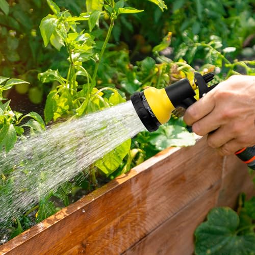 NEXCOVER Garden Hose Nozzle Sprayer - 7 Adjustable Watering Patterns Nozzle for Water Hose, Non-Slip Garden Spray Nozzle for Car Washing, Watering Plants, Pets Showering, Lawns Cleaning, Yellow - color: Yellow
