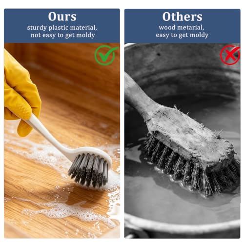 2 Pack 10.4" Horse Bucket Brush, Plastic Horse Bucket and Trough Scrubber with Gloves, Durable Utility Brushes with Non-Slip Handle for Livestock Farm Equine Water Buckets Feed Trough Cleaning
