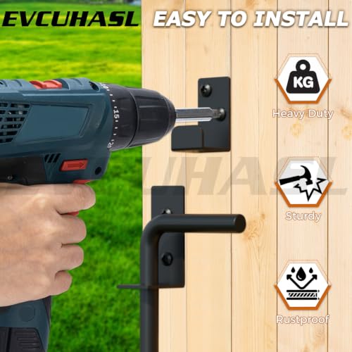 18" Cane Bolt Gate Drop Rod Heavy Duty Stopper Hardware, Gate Ground Latch for Wood Metal Vinyl Gates Doors, Gate Drop Pin for Holding Gate to The Ground, Black Finish-1 Pack - size: 18 Inch