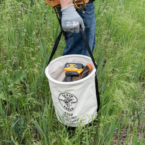 Klein Tools 5109 Canvas Bucket, Wide-Opening Straight-Wall Tool Bucket is Made of No. 6 Canvas with Black Molded Bottom, 75-Pound Load Rated - style: Standard