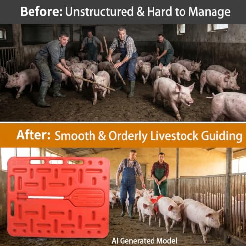 Pig Sorting Board with Paddle, Livestock Sorting Panel | for Cattle Hog Sheep Goat, HDPE Portable Crowding Gate, Farm Show Use, 38"x30"x1.3"