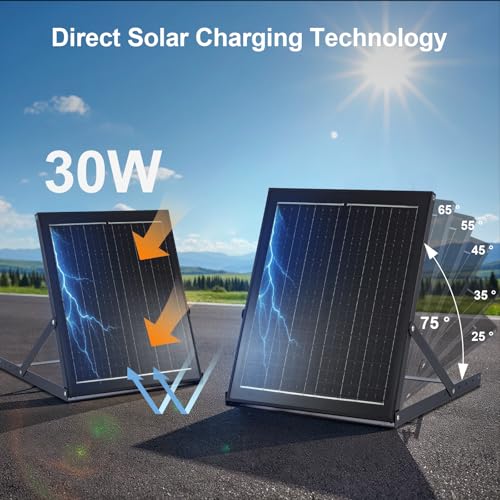 GROWNEER Solar Powered Exhaust Fan, 30W Solar Panel+12" High Speed Solar Powered Fans with Power Adapter, Waterproof Solar Fan with Bracket for Shed, Chicken Coop, Greenhouse, Attic - style: 12 Inch with Solar Panel
