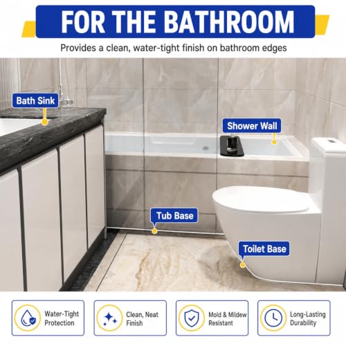 Kitchen Sink Splash Guard and Bathtub Water Barrier, 39 in, Black | Flexible self-adhesive water dam, splash guard for bathtub, cooktop and shower threshold, trims to fit smooth surfaces - color: Black, style: 39Inch